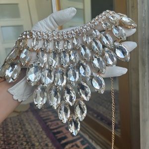 Vintage collar crystal necklace with gold clasp and adjustable length